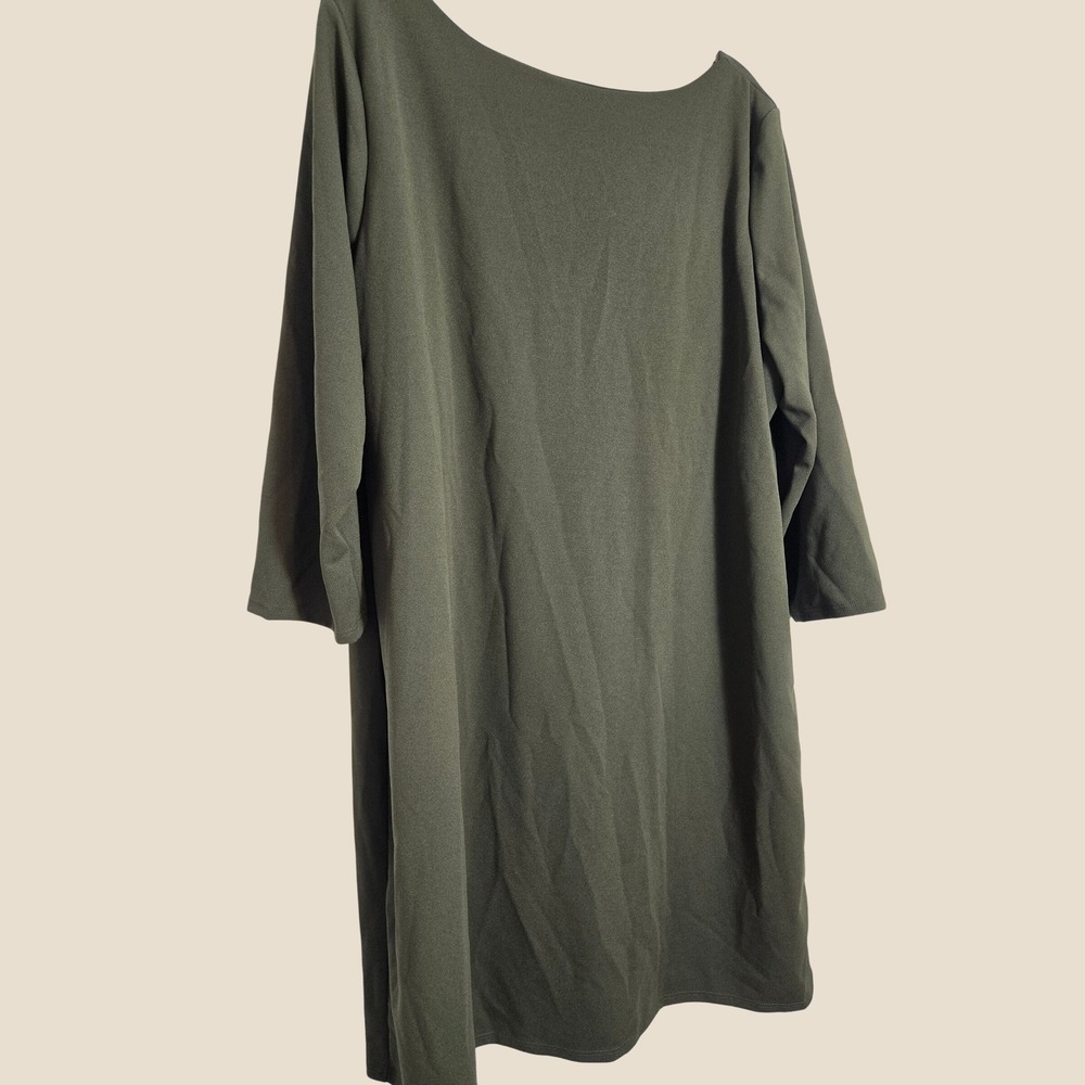 24seven Comfort Apparel Womens 3X Black Tunic Dress 3/4 Sleeve Scoop Neck New - Picture 14 of 14